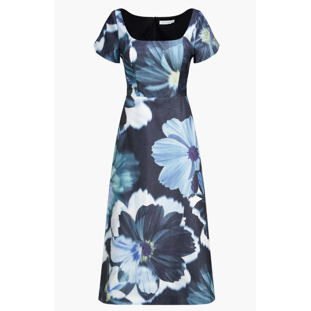 Kay Unger Blue Floral Dress